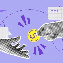 Concepto de ahorro, una mano da dinero a otra 