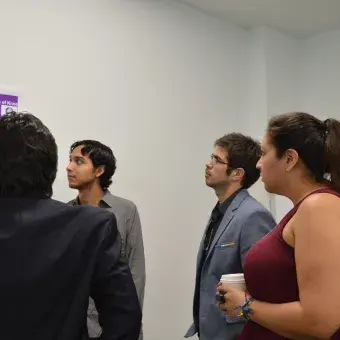 Marcelo Martínez con los profesores Marcos Moya y Rogelio Soto y con la organizadora Adriana Canseco