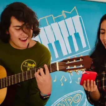 Students demonstrating their talent in the Morelia campus Music spot.