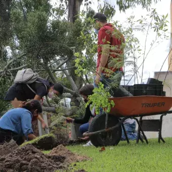 El profesor Dan Rodríguez, supervisando la labor de los alumnos.